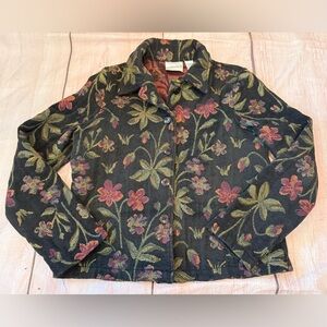 Fashion Bug Vintage  Women's Black Tapestry Long Sleeve Jacket XL Blazer Small